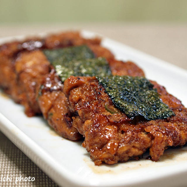 豆腐と豚挽き肉の蒲焼＆簡単ですが旨い！！「ベーコン葱焼き」