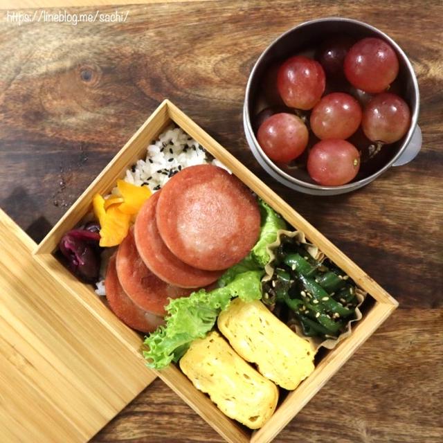 息子の✳︎ステーキハム弁当♡【#お弁当#のっけ弁】