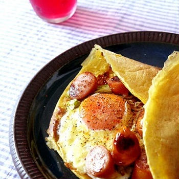 また、あるもので朝食クレープ