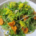 春色の食卓　♪水菜の花とカラスミのパスタ＆海老とアボカド、カラカラオレンジのサラダ♪