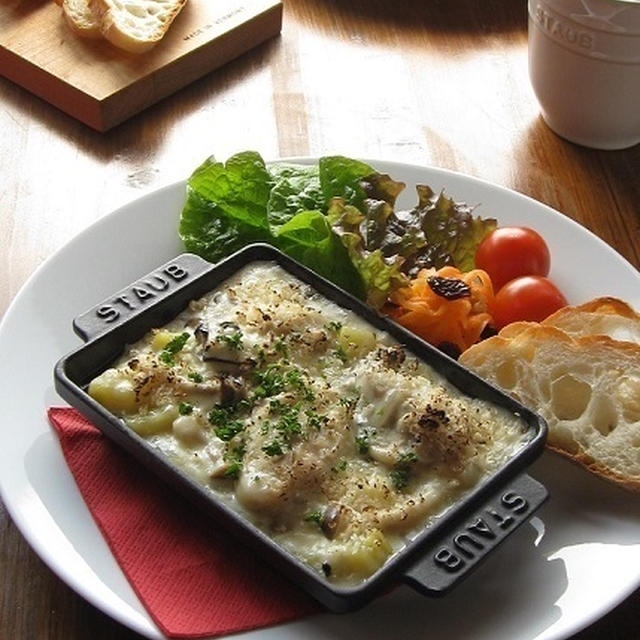 ストウブで♪ 牡蠣グラタンのワンプレート