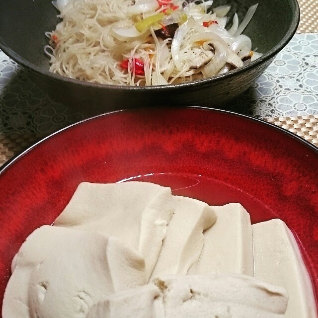 焼きビーフン 高野豆腐煮