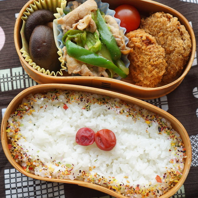 今日のパパ弁＆週末おうちごはん＆ゴマ和えにゆかり♡