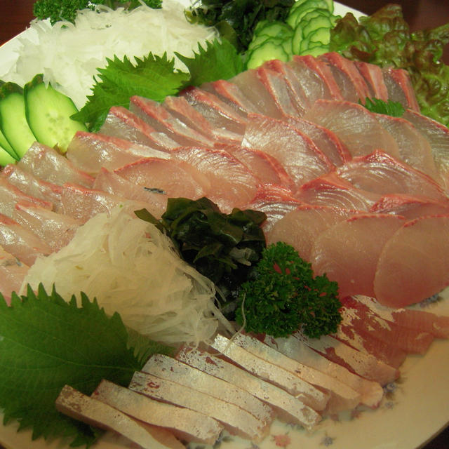 お刺身＆母の手料理・筍、わらびの煮物