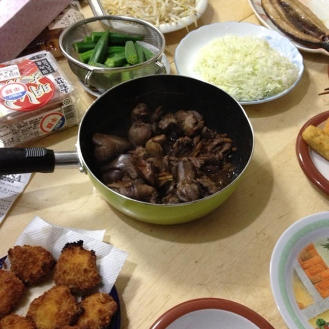 鶏の肝煮で晩酌