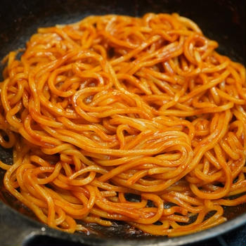 究極にして至高、カラヒグ麺を使ったケチャップスパゲッティ
