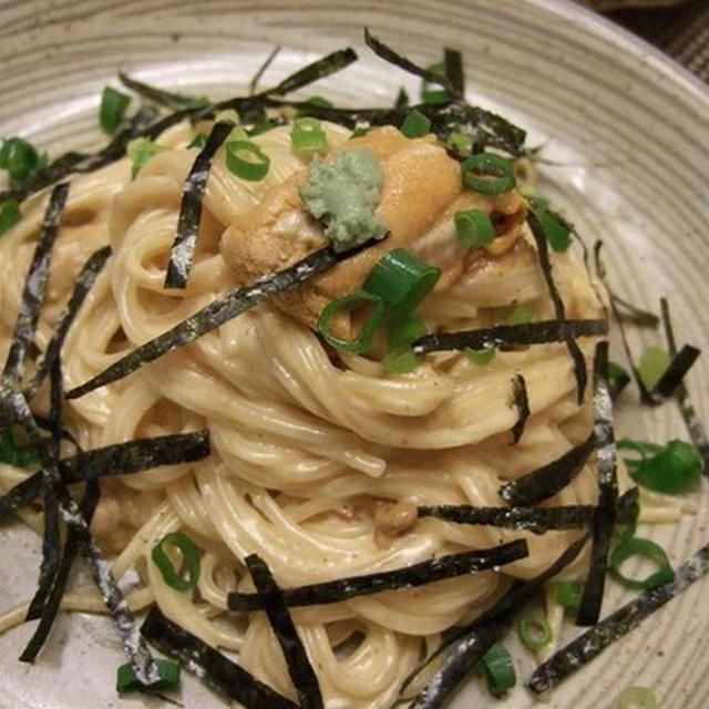 和食でミュスカデを飲む♪　ウニの和風クリームスパスタ