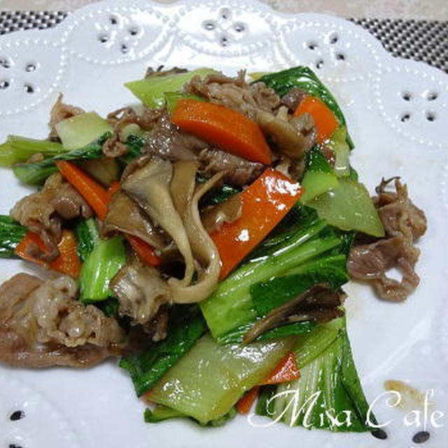 豚肉と舞茸チンゲン菜の炒め物