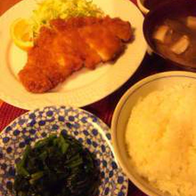 一日遅れのロースカツ＆ほうれん草ナムル