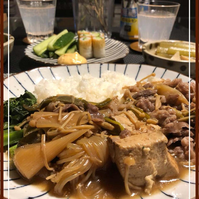 すき焼きの残りですき煮丼
