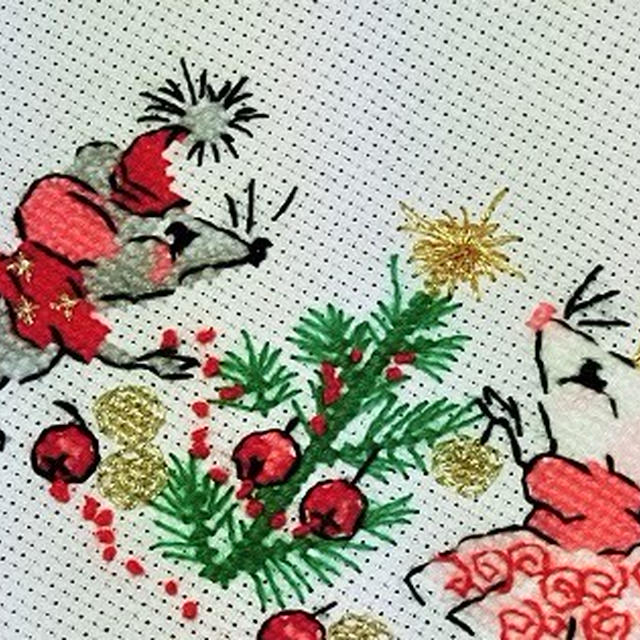 クリスマスの刺繍 1 ♪