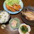 ささみのハーブフライとあじの開きに豆ご飯