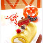 ハロウィン*かぼちゃ×転写チョコdeロールケーキ♪