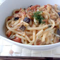 トマトとナスのふわふわたまごうどん