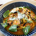 ズッキーニのパスタ風、なすとトマトのソース。代用食品？と思わなくてもおいしい野菜料理。