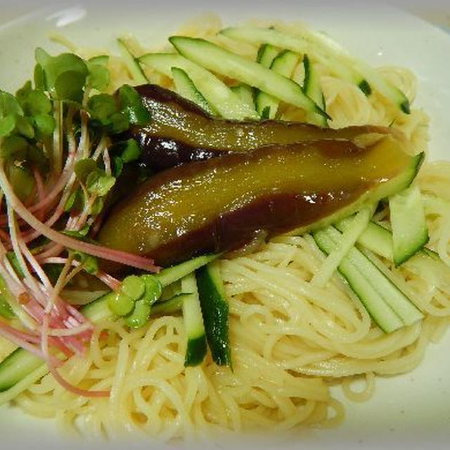 中華風蒸し茄子のっけ冷麺