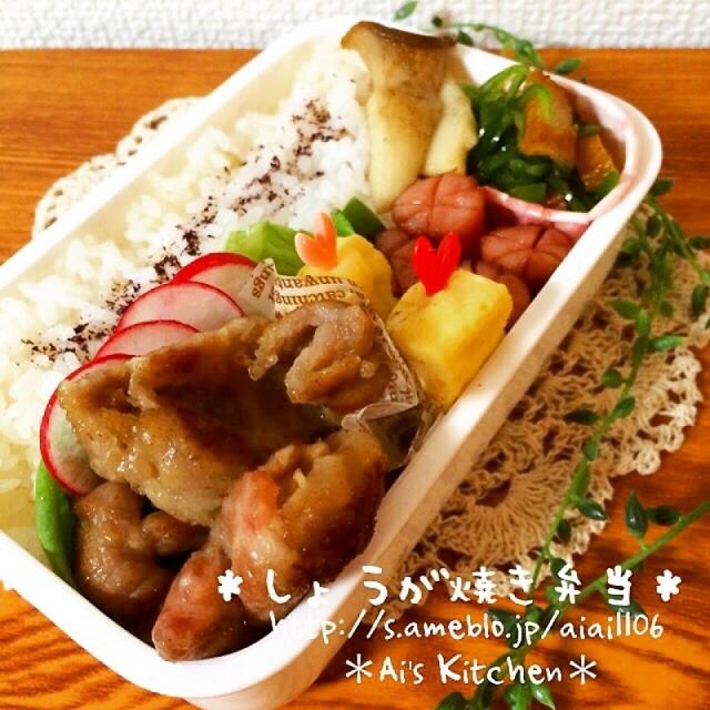 即席でもおいしい♡漬け込み不要なしょうが焼き弁当♡