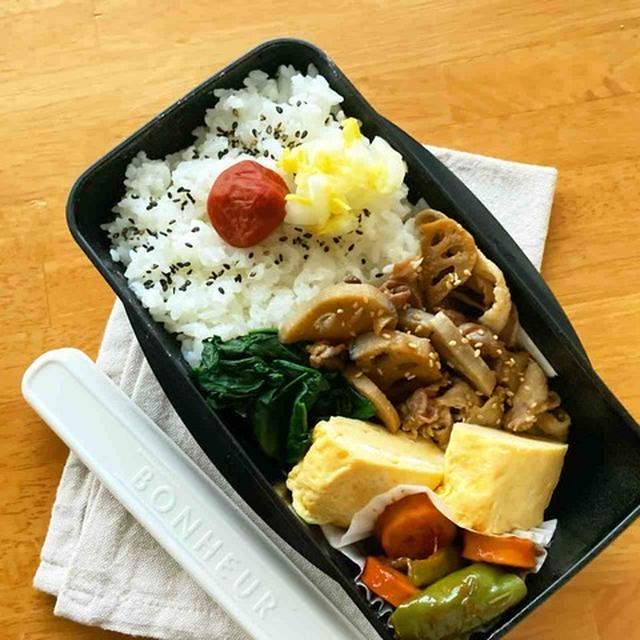 ＊豚肉と蓮根甘辛炒めのお弁当＊