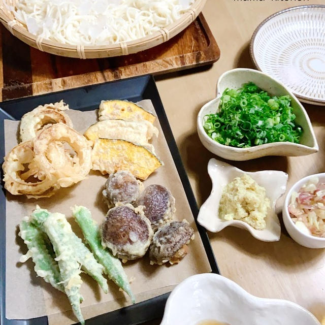 天ぷらと半田そうめんの週末ごはん＊冷感マスク、使ってみた！