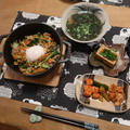 『そぼろと野菜のビビンバ』＆『海苔と豆腐の韓国風スープ』の晩ご飯とシンビジウムの花♪