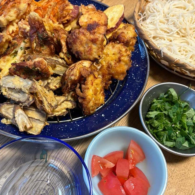 暑さ戻りそーめん夕食♪