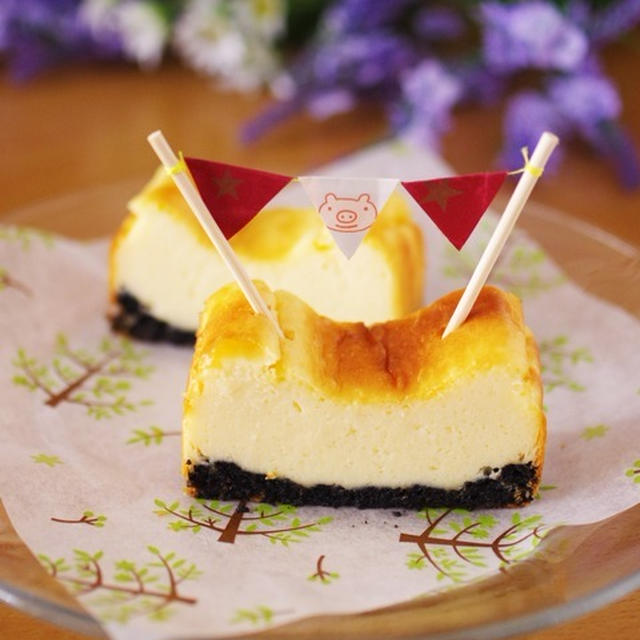 ホットケーキミックスで超手軽！「チーズケーキ（ベイクドタイプ）」☆フーディストノートにレシピweb掲載ありがとうございます
