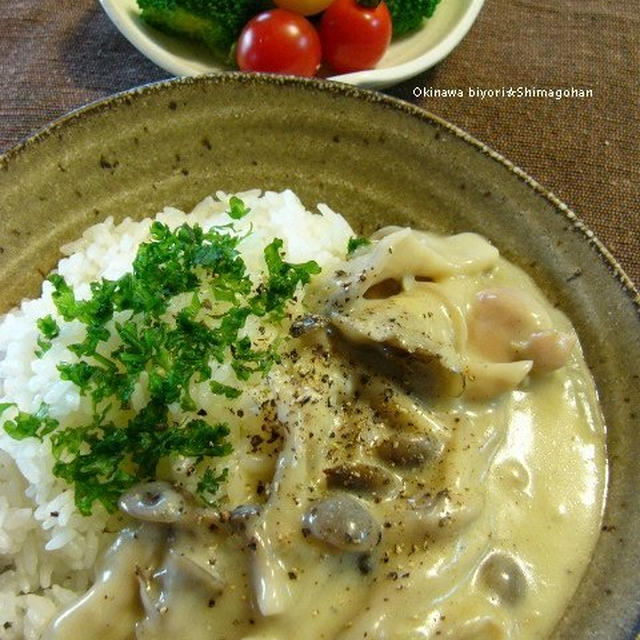きのこクリームチキン　de　ごはん　☆　レシピ♪