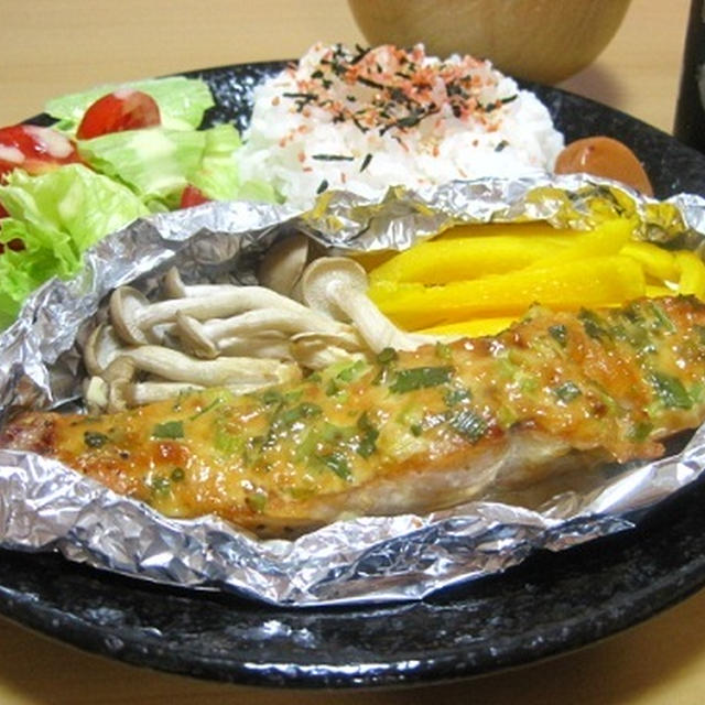 お野菜と鮭の味噌マヨ焼き☆