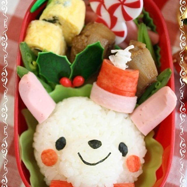 うさぎサンタのお弁当(作り方)