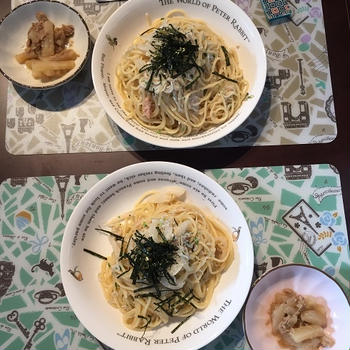 【お昼ご飯メニュー】明太子としらすの和風パスタ