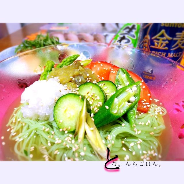まここ君よりオリーブ素麺。感謝。