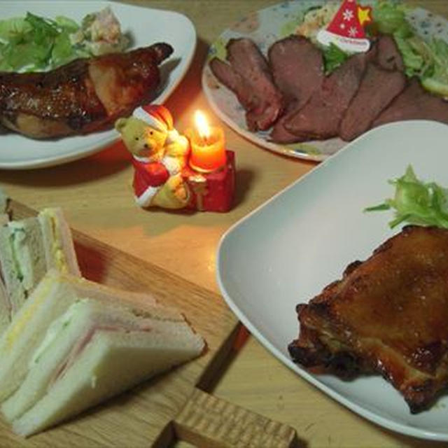 チキンレッグ＆サンタのケーキdeクリスマスディナー