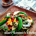 mari*レシピ：　Japaneseペペロンチーノ♪茶そばと7種の春野菜deそばロンチ―ノ（笑）