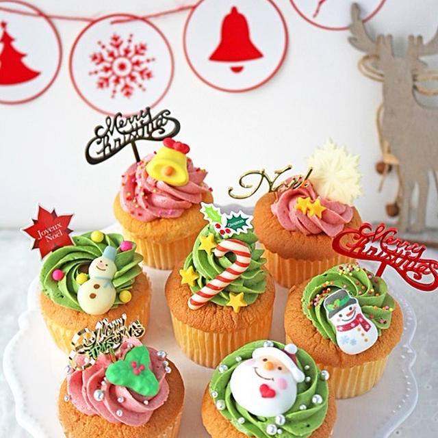 抹茶と苺のふんわりクリスマスカップケーキ♪cottaクリスマス特集