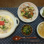 【晩ごはん】あんかけ炒飯、牛肉と青梗菜のオイスターソース炒め。