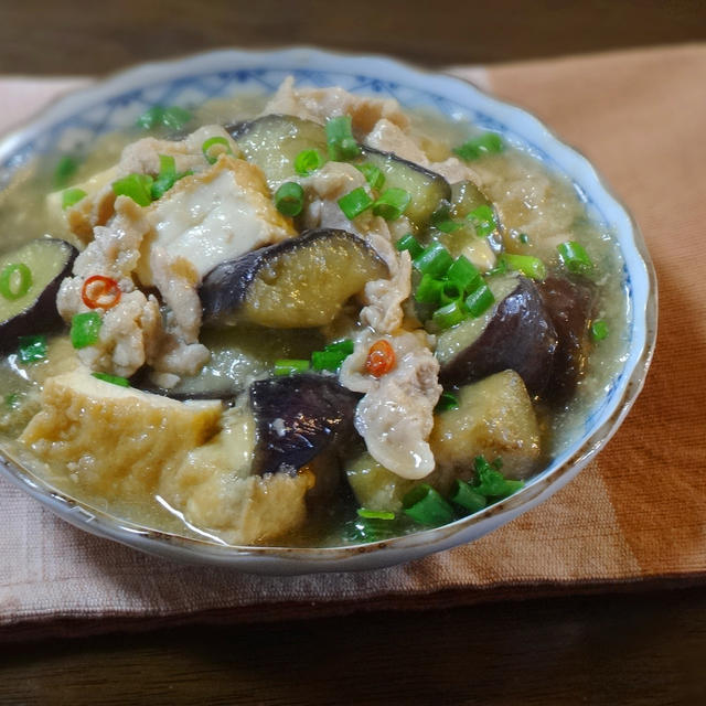 茄子と厚揚げの豚肉みぞれ煮