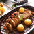 ヒレ肉の玉ねぎソースと茄子の1本漬け風おひたし。