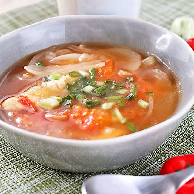 ささみとトマトの中華スープ｜レシピ・作り方