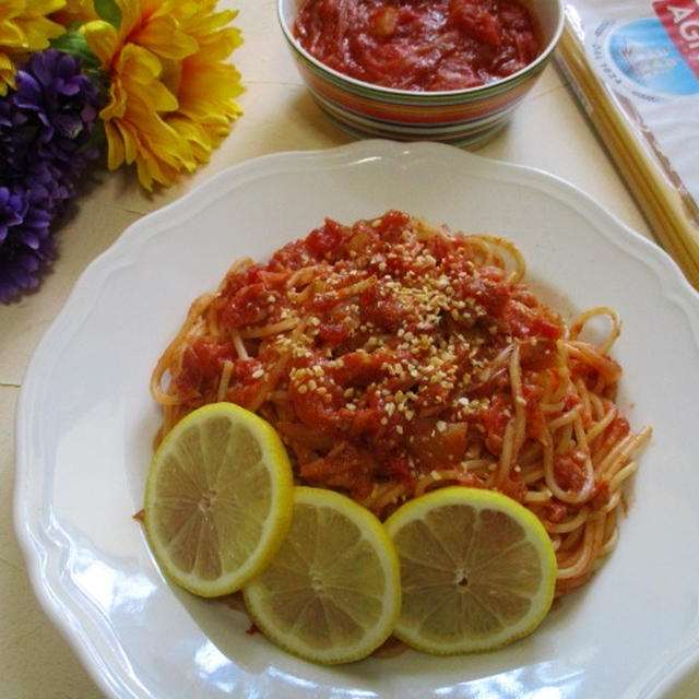 手作りトマトソースで超簡単！ツナ缶トマトスパゲティー♪