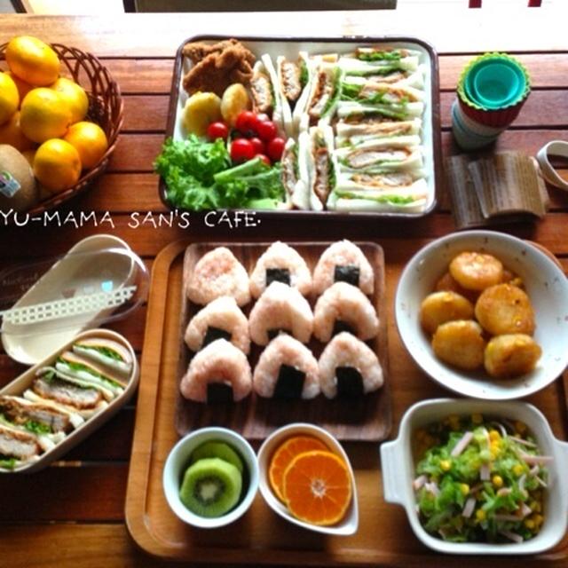 次男の遠足♡ カツサンド＆ハムチーズサンドのお弁当