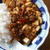 山椒たっぷり麻婆豆腐丼とミミガーの和え物