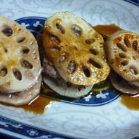 蓮根のひき肉挟み焼き