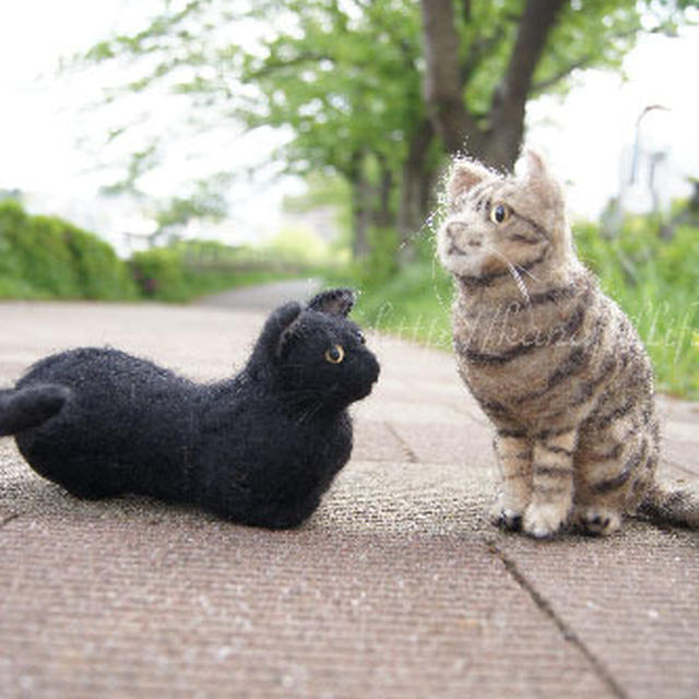 羊毛フェルト　猫×猫