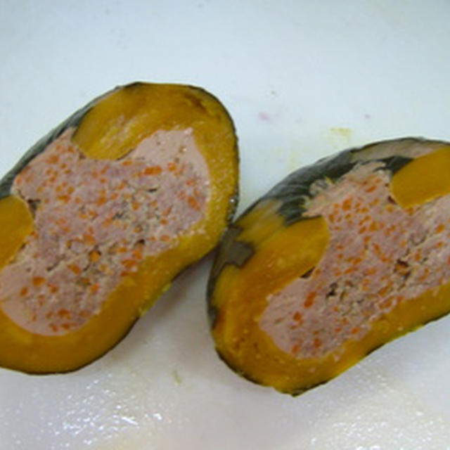 かぼちゃの肉詰め、かぼちゃの挽肉射込み
