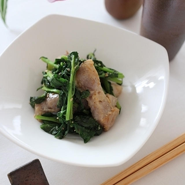 塩麹漬け豚肉と青菜の炒めもの