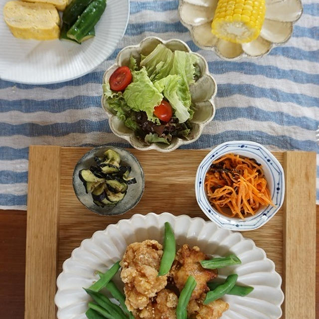 あなたの替りにお料理代行します～♪鶏のから揚げと旬の野菜