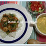 エビと野菜の中華丼・卵とコーンのスープ