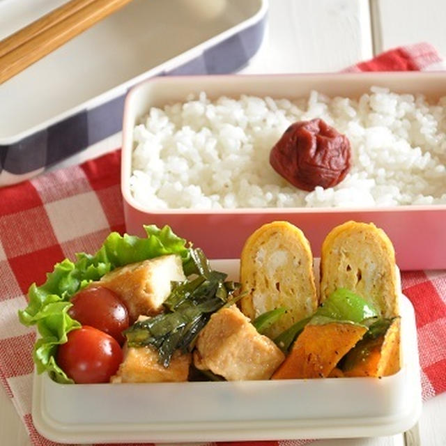 フライパンひとつで3品☆厚揚げのスタミナステーキ弁当《節約＊簡単》