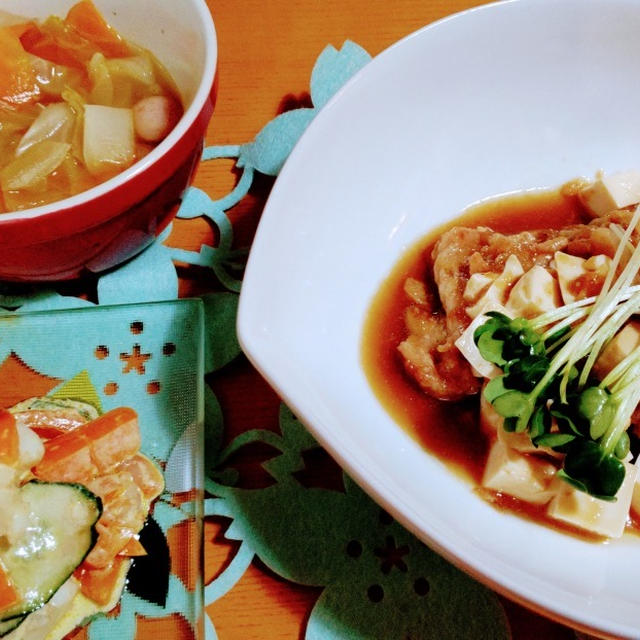 いつもの肉豆腐がカフェ風に☆おろしオリーブ醤油でいただく肉豆腐