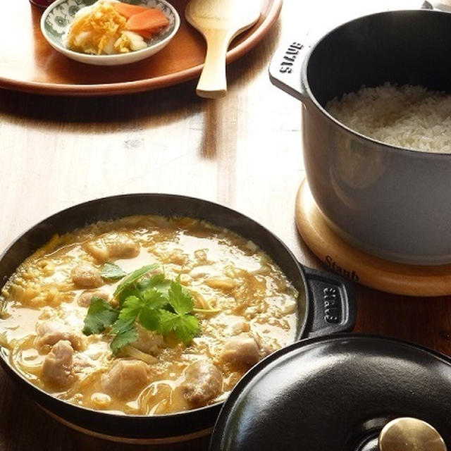 ストウブで♪ ふわとろ親子丼 「つまんでご卵」使用